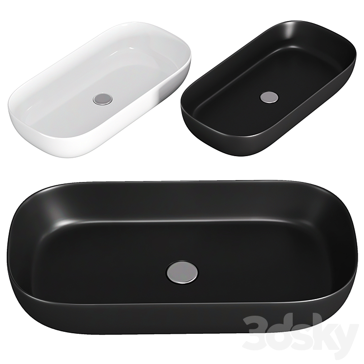 Oval Matte Black Vessel Sink in Ceramic 3DS Max Model - thumbnail 1