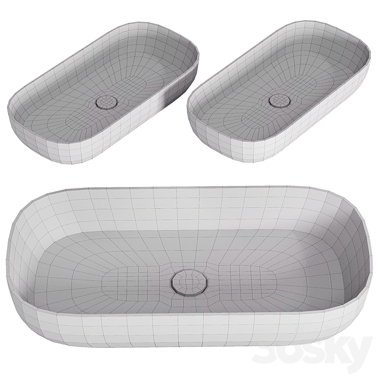 Oval Matte Black Vessel Sink in Ceramic 3DS Max Model - thumbnail 2