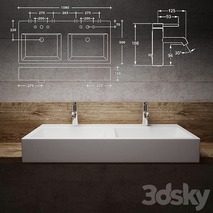 Overhead sinks Hidra Loft 3DS Max - thumbnail 2