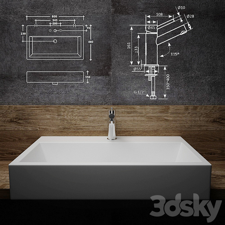 Overhead sinks Hidra Loft 3DS Max - thumbnail 2