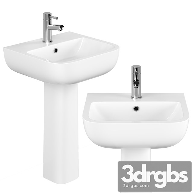 Rak series 600 40cm basin with full pedestal - thumbnail 1