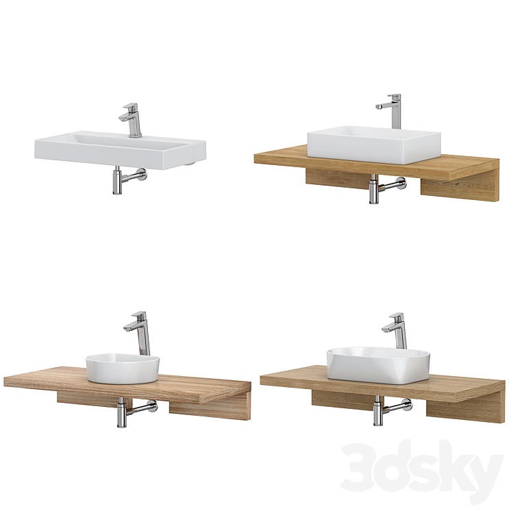 RAVAK set 60 washbasin set (Moon 1C Formy 01 Solo Natural 800) 3DS Max - thumbnail 2