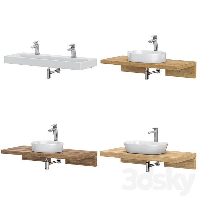 RAVAK set 61 washbasin set (Moon 3 Ceramic Slim O Ceramic O Natural Duo) 3DS Max Model - thumbnail 2