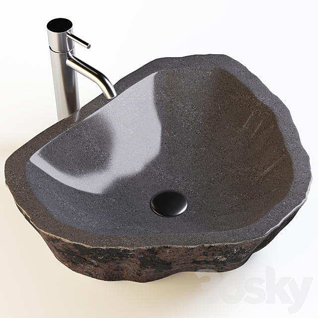 River stone sink 2 3ds Max - thumbnail 2