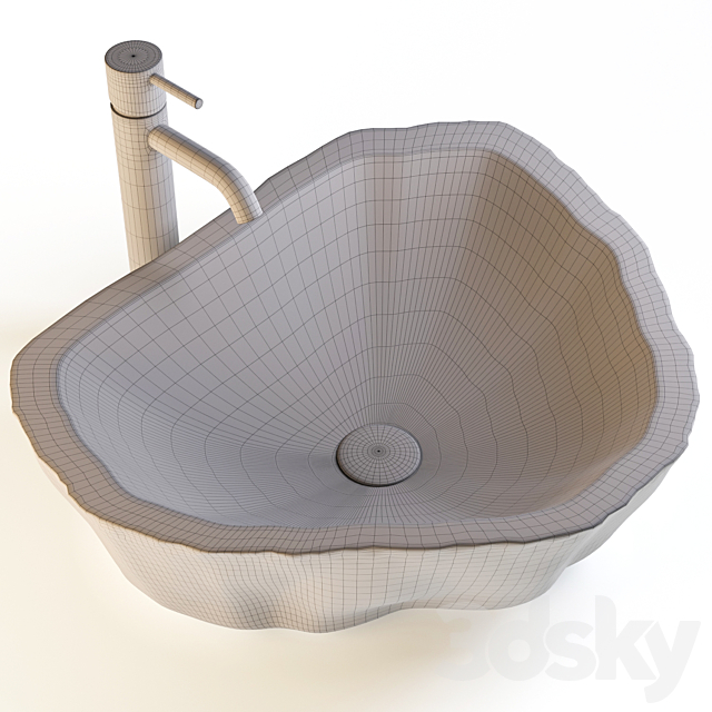 River stone sink 2 3ds Max - thumbnail 3