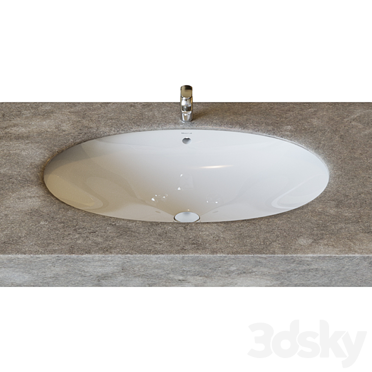 Roca Berna sink 56×42 cm laid on 327871001 3DS Max - thumbnail 1