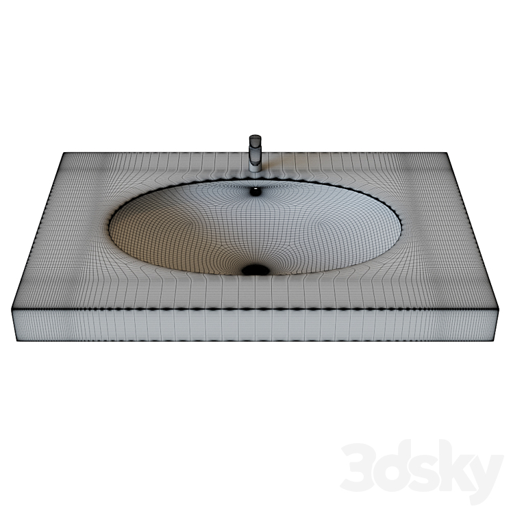 Roca Berna sink 56×42 cm laid on 327871001 3DS Max - thumbnail 2