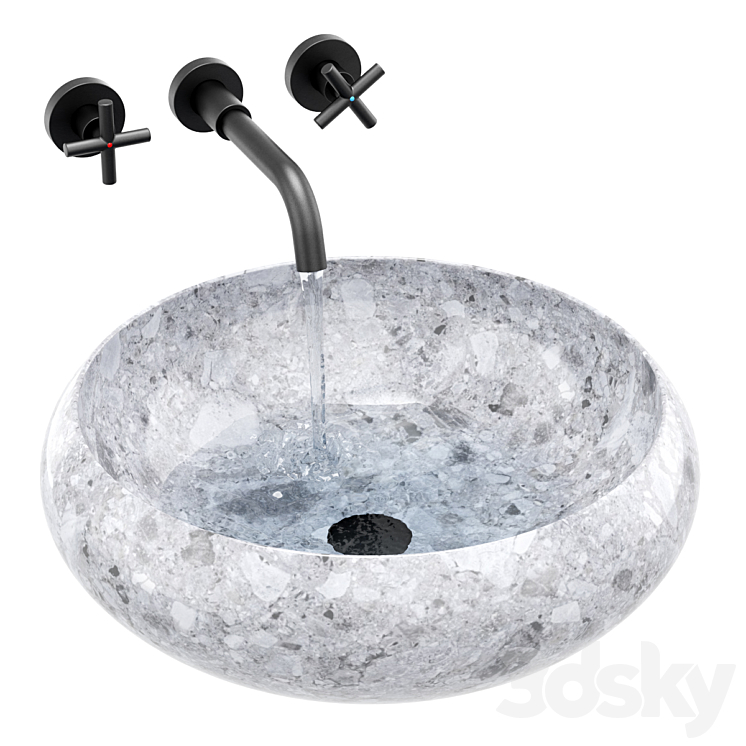 Ronda gray granite sink 3DS Max Model - thumbnail 1