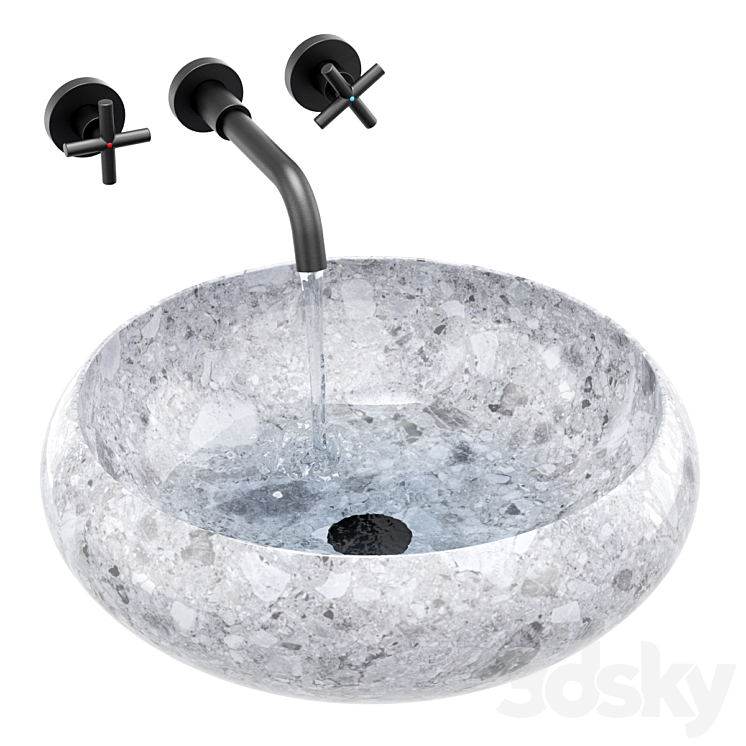 Ronda gray granite sink 3DS Max - thumbnail 1