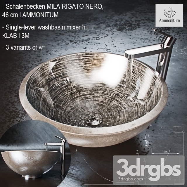 Schalenbecken Mila Rigato Nero 3dsmax Download - thumbnail 1