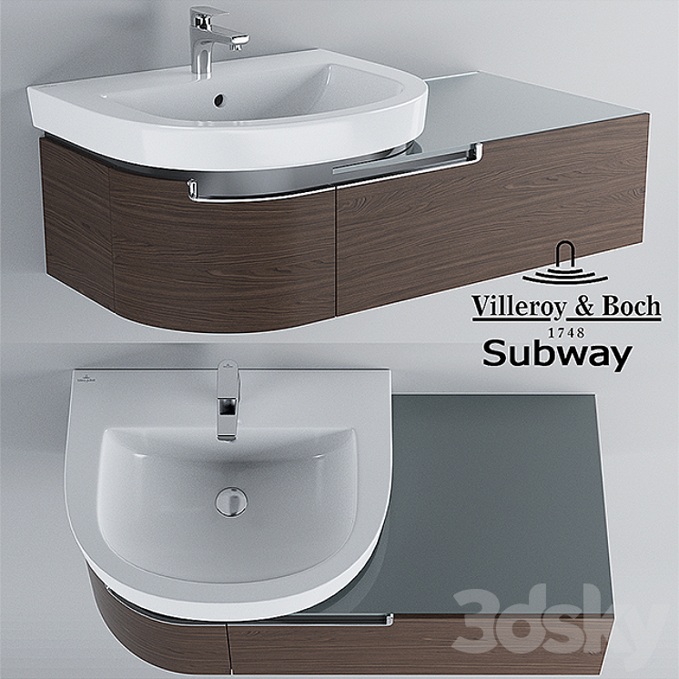 Sink and cabinet Villeroy & Boch Subway 3DS Max - thumbnail 1