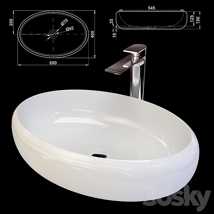 Sink consignment note Melana MLN-A252 3DS Max - thumbnail 1