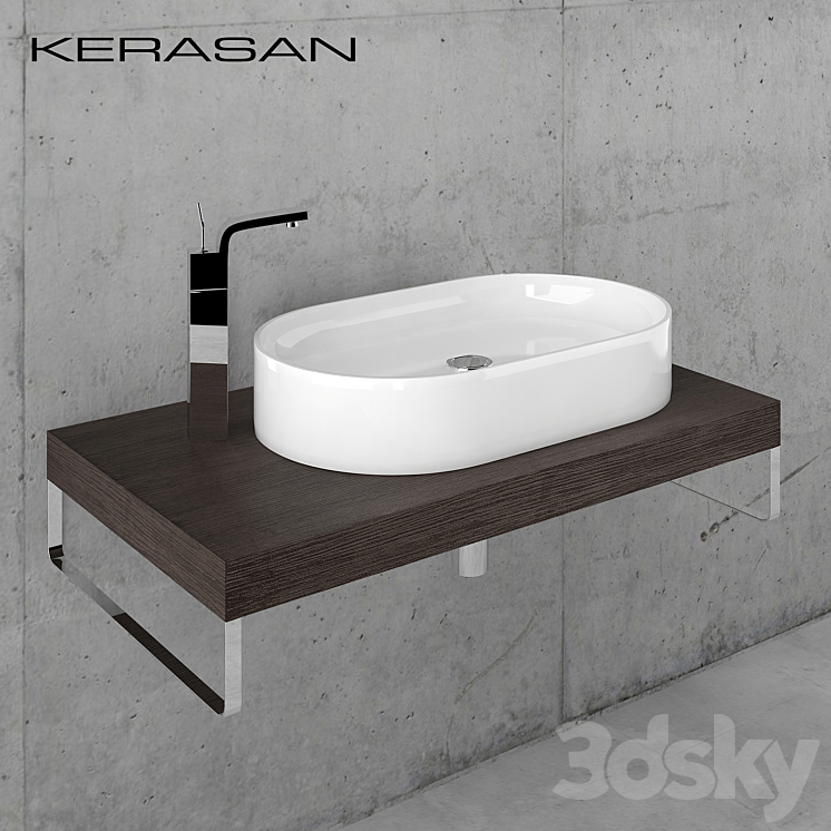 Sink Kerasan Ciotola with worktop 3DS Max - thumbnail 1