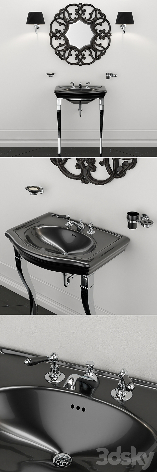 Sink NEW ETOILE (MARLENE CONSOLE) and Mirror BLACK AMELIE Devon Devon 3DS Max Model - thumbnail 2