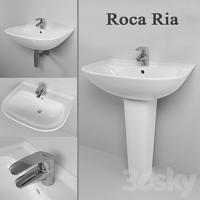 Sink Roca Ria mixer Grohe Eurosmart 3DS Max Model - thumbnail 1