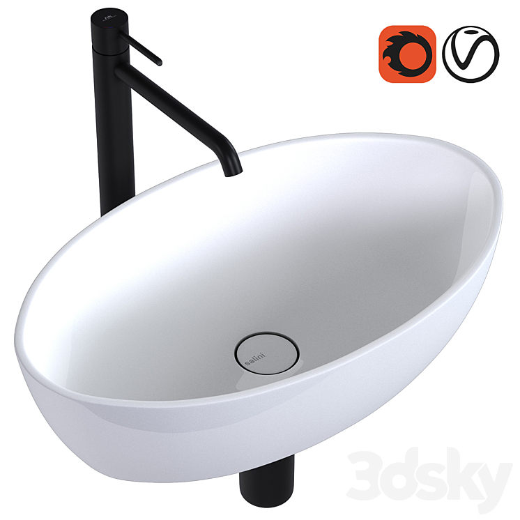 Sink Salini Alda 01 & faucet Noken Round by Porcelanosa 3DS Max Model - thumbnail 1