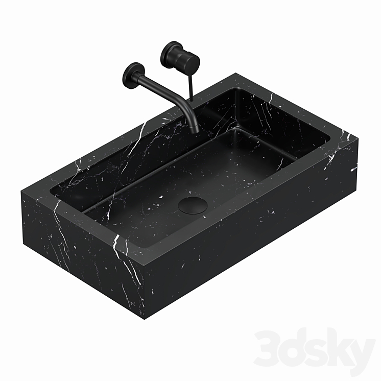 Sink (washbasin) Biruta black marble and mixer Solitario 3DS Max - thumbnail 1