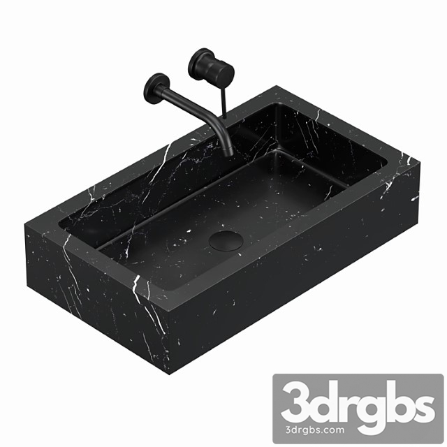 Sink (washbasin) biruta black marble and mixer solitario - thumbnail 1