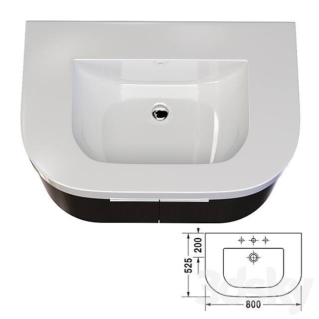 sink with pedestal Duravit Happy D 3ds Max - thumbnail 2