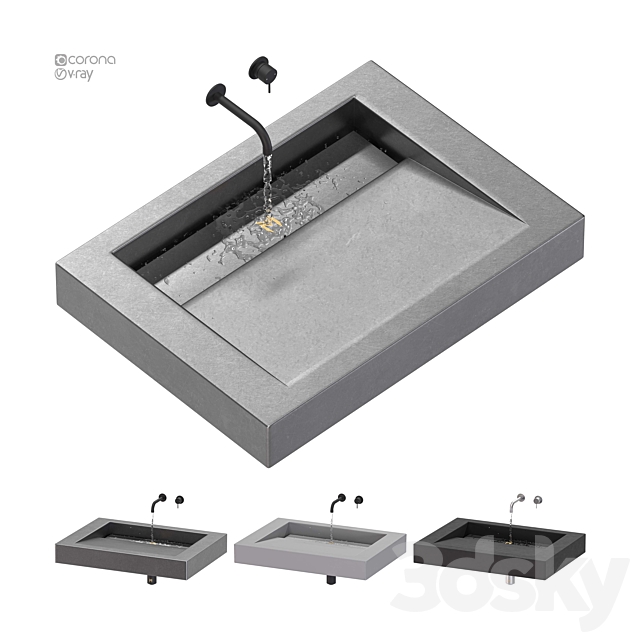 SSI Design Indiana wastafel Solid Surface minimal 3DSMax File - thumbnail 1