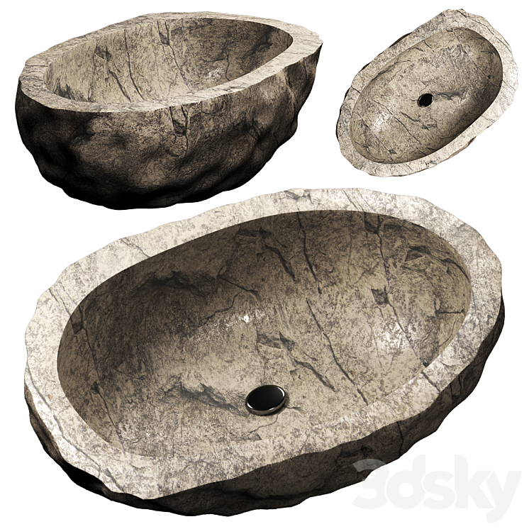 Stone sink 3DS Max Model - thumbnail 1