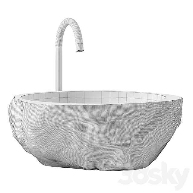 stone sink 3DS Max Model - thumbnail 2