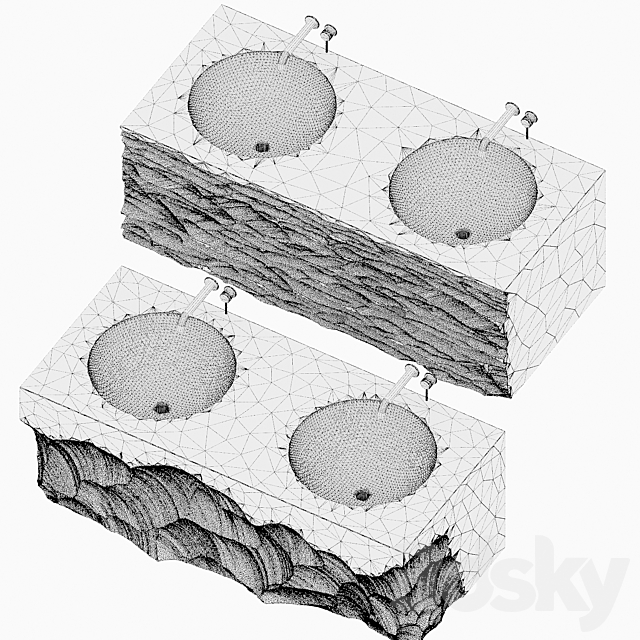 stone wash basin set4 3DS Max Model - thumbnail 5