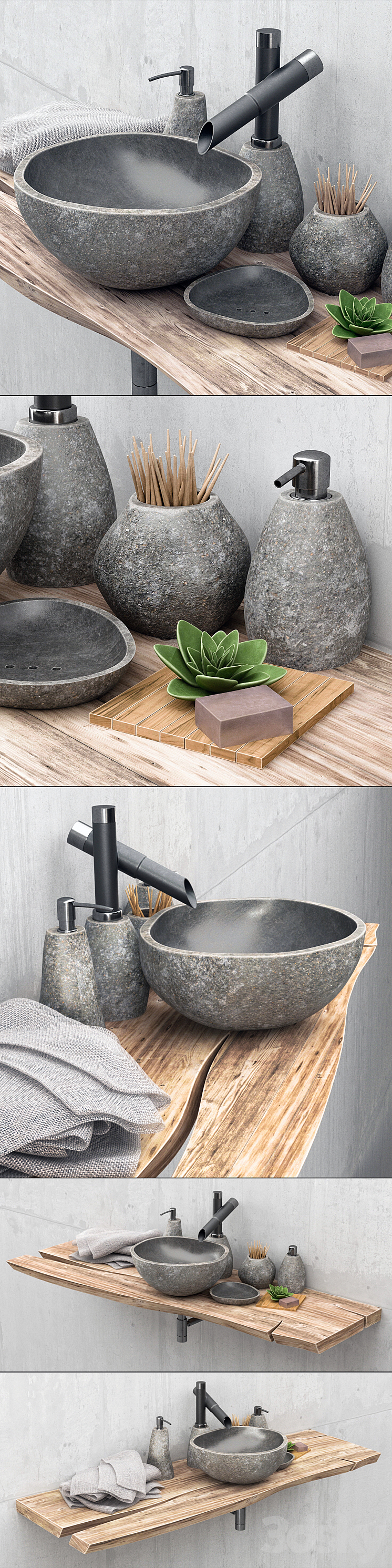 Stone washbasin 3DS Max - thumbnail 2