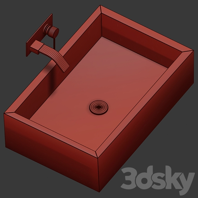 Stone washbasin. 3DS Max Model - thumbnail 2