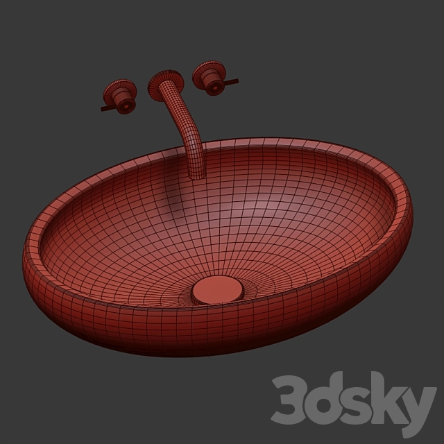 Stone washbasin 3DS Max Model - thumbnail 3