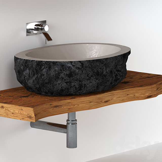 Stone washbasin 3DS Max Model - thumbnail 2