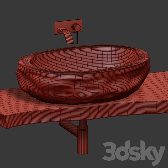 Stone washbasin 3DS Max Model - thumbnail 3