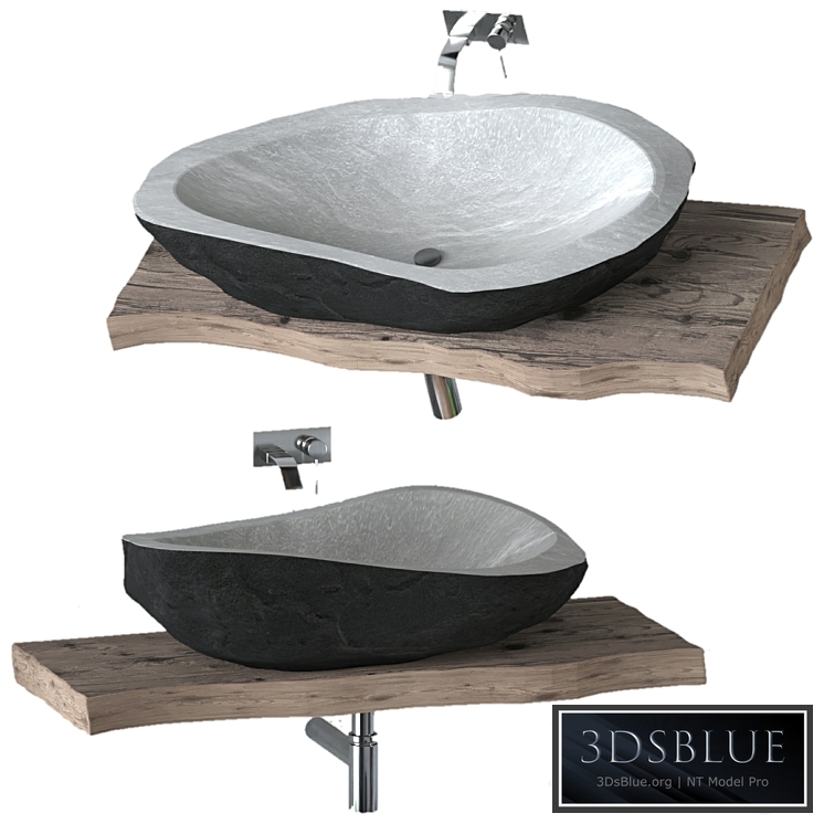 Stone washbasin with slab top 3DS Max - thumbnail 3