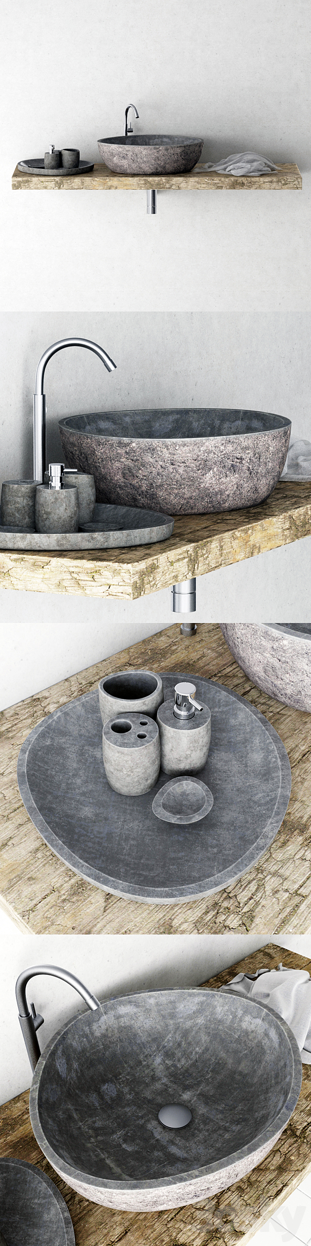 Stone washing bathroom 3DS Max Model - thumbnail 2