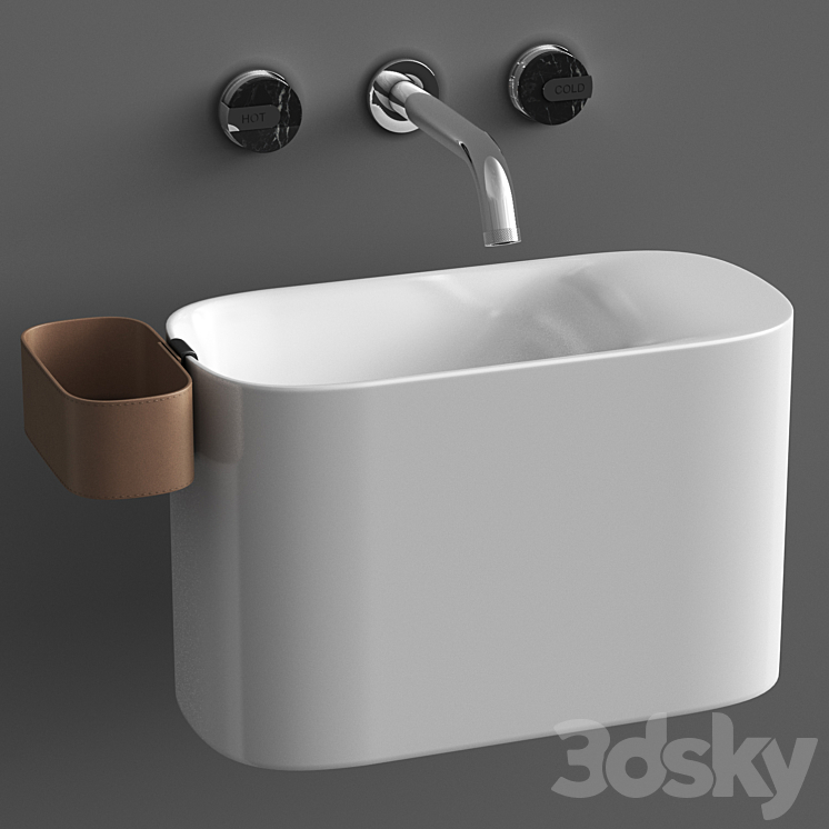 Wall mounted Korakril Ptit handrinse basin &  Graff Mod plus faucet 3DS Max - thumbnail 1