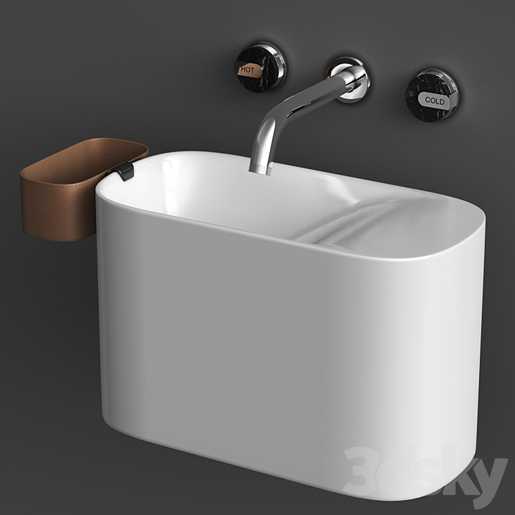 Wall mounted Korakril Ptit handrinse basin &  Graff Mod plus faucet 3DS Max - thumbnail 2