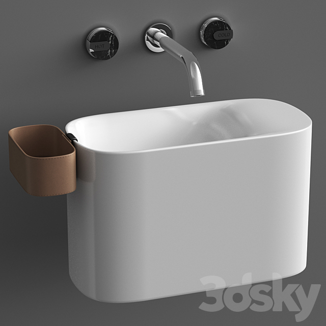 Wall mounted Korakril Ptit handrinse basin &  Graff Mod plus faucet 3DS Max Model - thumbnail 1