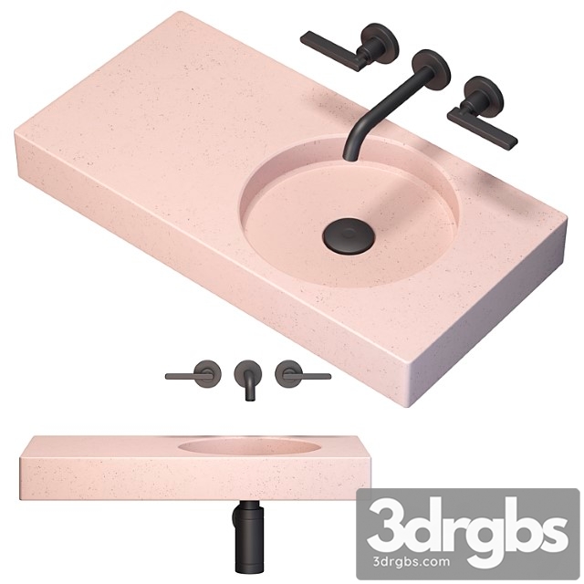 Wall pink sink - thumbnail 1