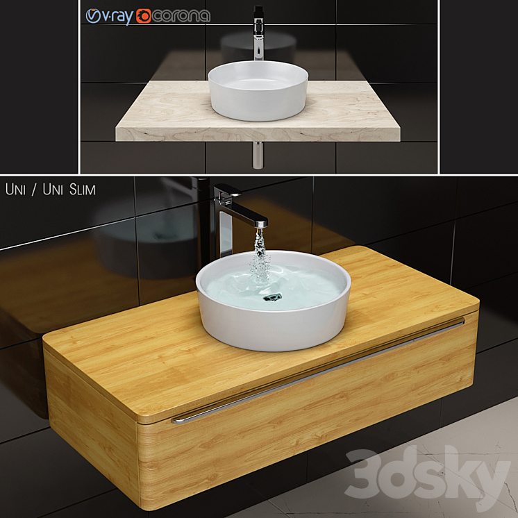 Wash basin RAVAK Uni \/ Uni Slim 3DS Max - thumbnail 1