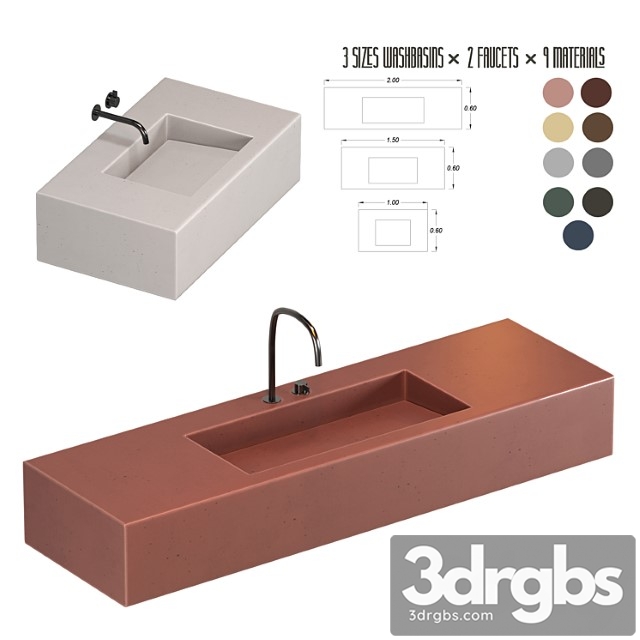 Wash Basin Set 01 3dsmax Download - thumbnail 1