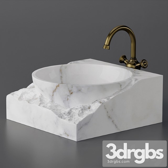 Washbasin Bowl Made of Marble 1 3dsmax Download - thumbnail 1