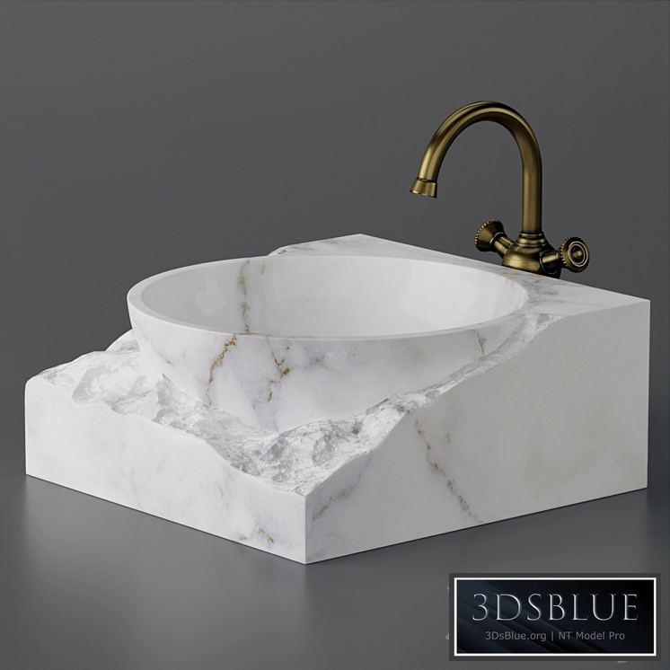 Washbasin bowl made of marble 3DS Max - thumbnail 3