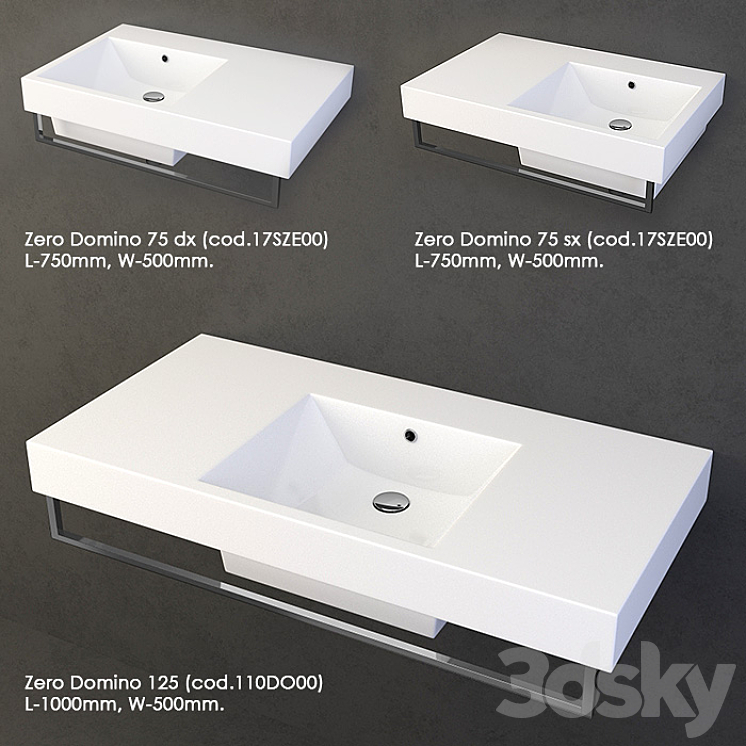 washbasin Catalano Zero Domino (set) 3DS Max - thumbnail 2