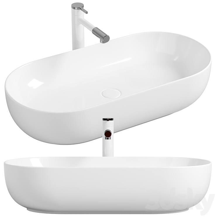 Washbasin Mira 82 MR-8242 White 3DS Max Model - thumbnail 1