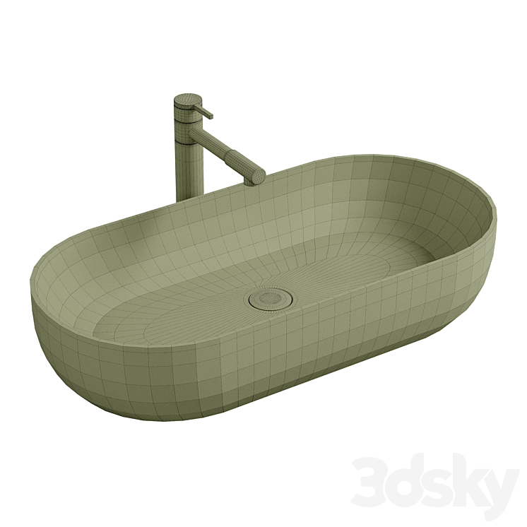 Washbasin Mira 82 MR-8242 White 3DS Max Model - thumbnail 2