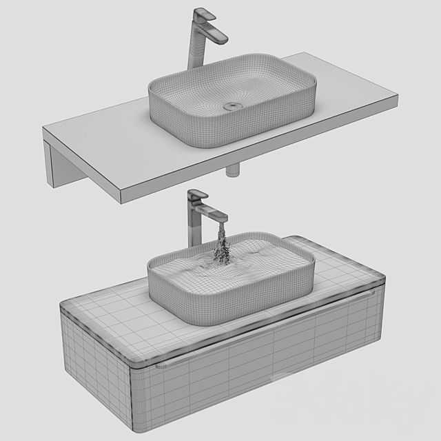 Washbasin RAVAK Ceramic Slim R 3DS Max Model - thumbnail 3