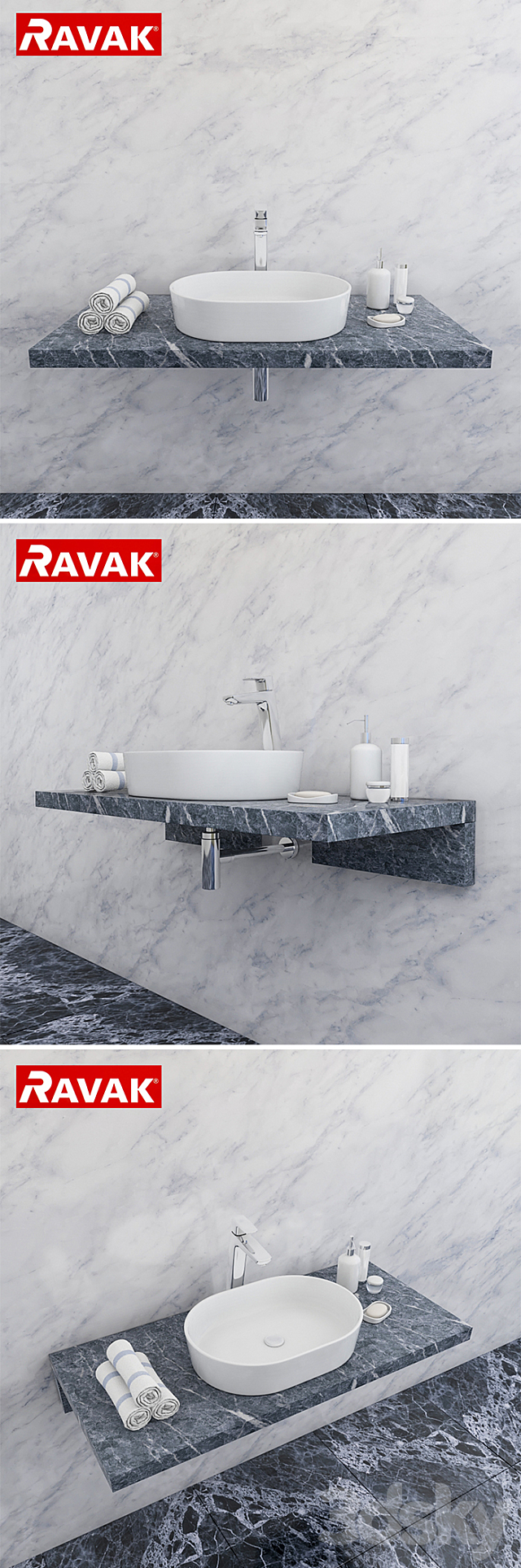 Washbasin RAVAK | Moon 2 3DS Max Model - thumbnail 2