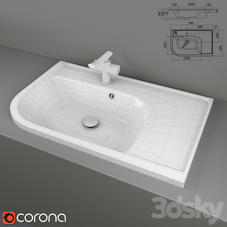 Washbasin Ravak Praktik U 3DS Max - thumbnail 2