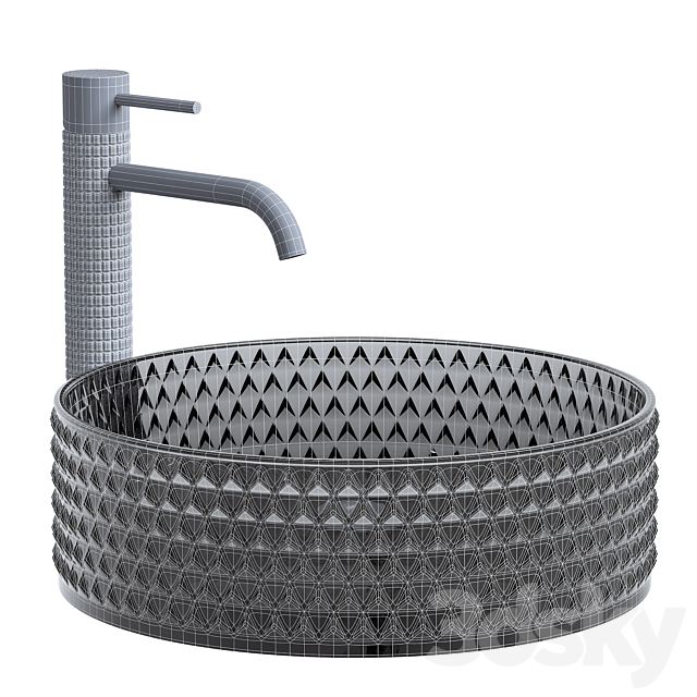 Washbasin Rea Cristal Black REA-U9671 with tap Gusto one 3DS Max Model - thumbnail 3