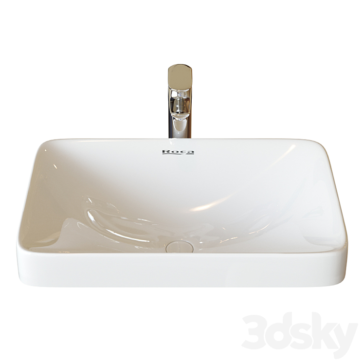 Washbasin Roca Inspira WB Square 37×55 cm surface mounted 327534000 3DS Max Model - thumbnail 3